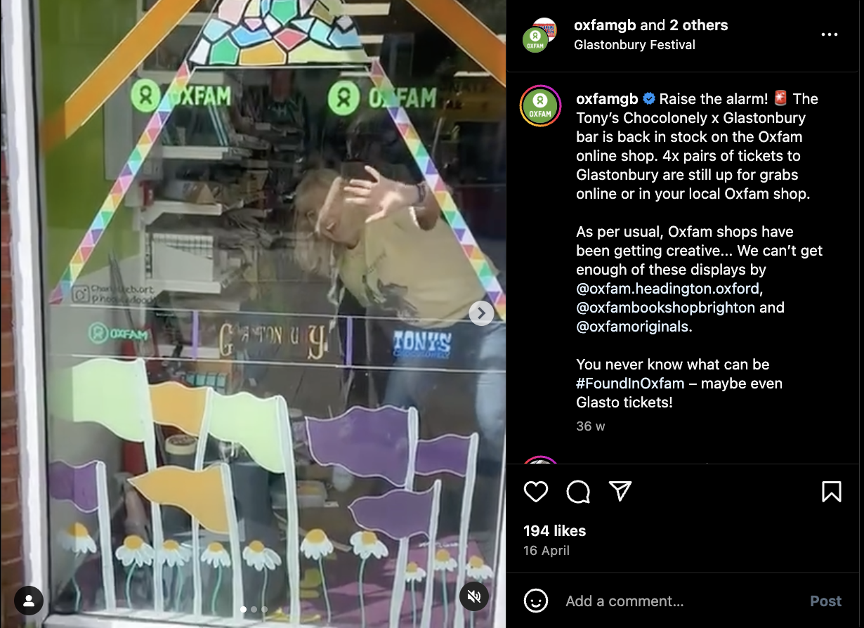Oxfam and Tony's Chocolonely Instagram collab